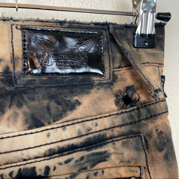 Robins Jean Long Flap Embellished Rhinestone Pocket Tye Dye Mens Size 40 Demim - Picture 16 of 16